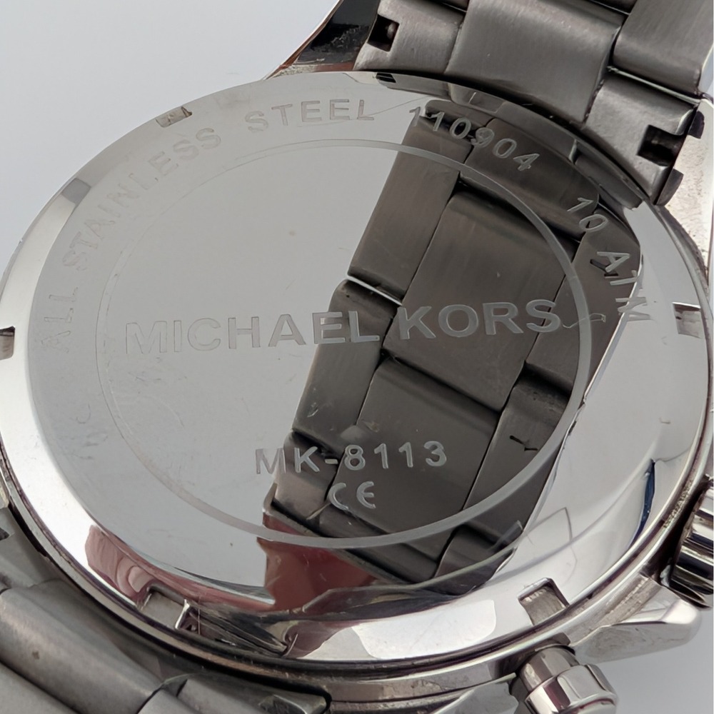Michael Kors MK8113 Chronograph Watch Black Dial Stainless Steel 45mm 10ATM Date - Picture 4 of 12